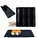 Ver imagem 1 de Jogo 50 Pratos Sushi Kakusara Retangular Porcelana Preto Prattos