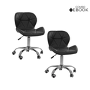 Ver imagem 1 de Kit 2 Cadeiras Office Eiffel Slim Giratória Base Cromada com Rodízios e Ajuste de Altura