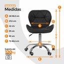 Ver imagem 3 de Kit 2 Cadeiras Office Eiffel Slim Giratória Base Cromada com Rodízios e Ajuste de Altura