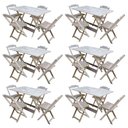 Ver imagem 1 de Kit 6 Conjuntos De Mesa Com 4 Cadeiras De Madeira Dobravel 120X70 Sem Pintura/Crua - Marrom