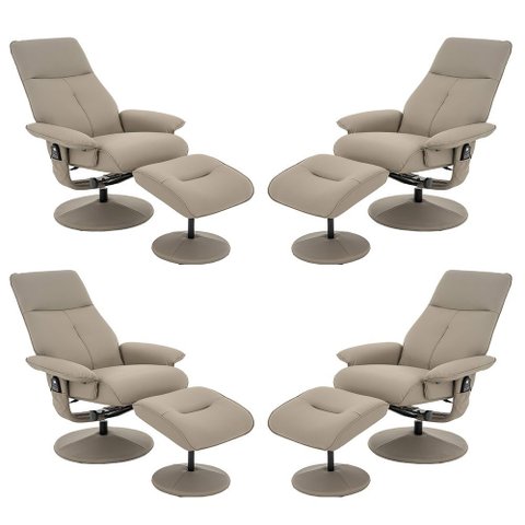 Kit 4 Poltronas do Papai Reclinável Elétrica com Apoio de Pés Giratória e Massagem Nebraska Pu Fendi
