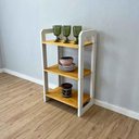 Ver imagem 5 de Aparador Linea Slim Moderno 3 Prateleiras Madeira Maciça 53cm Nozes e Branco Artfactory Design