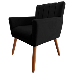 Poltrona Decorativa Cecília Sala Recepção Cores Visammer - Preto - 5