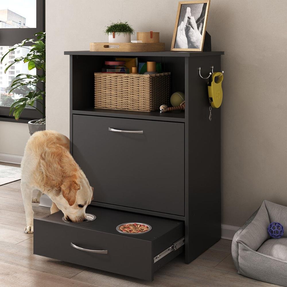 Balcão Multiuso/comedouro para Cães e Gatos Multimóveis Mp6026 Preto - 2