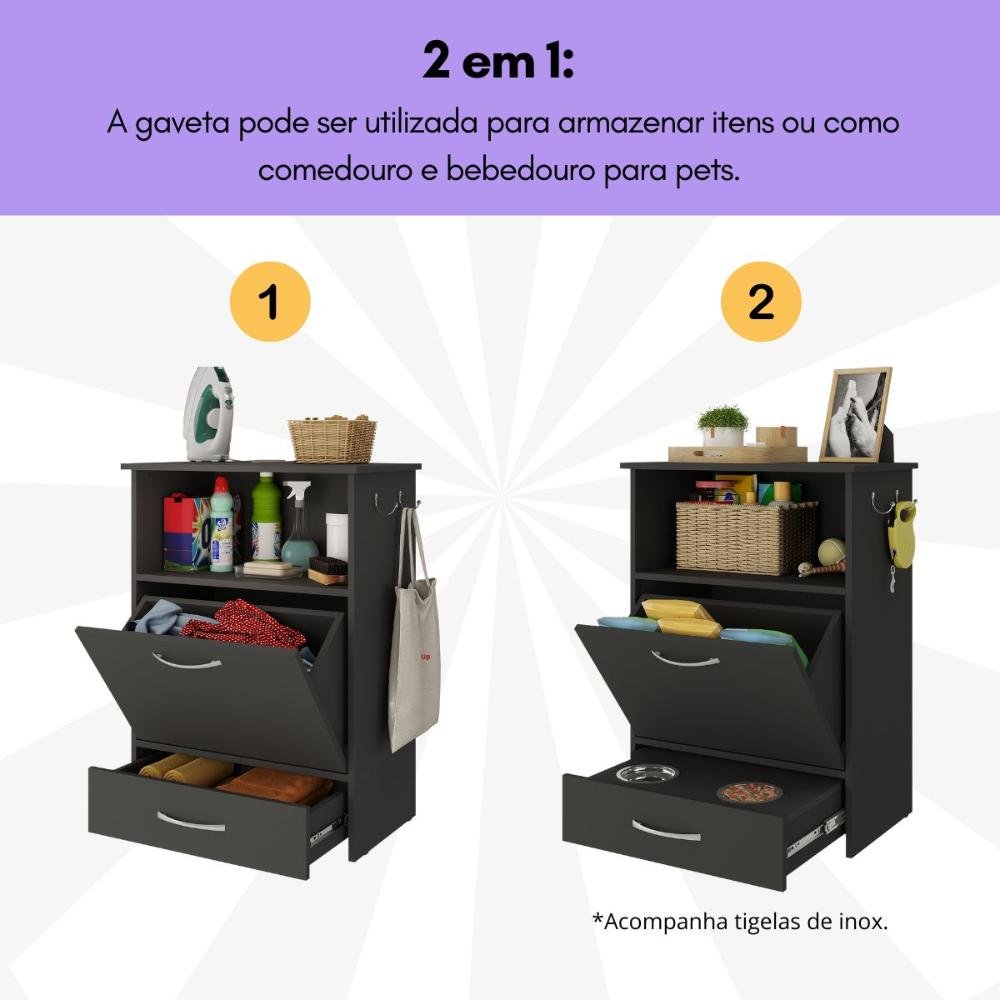 Balcão Multiuso/comedouro para Cães e Gatos Multimóveis Mp6026 Preto - 6