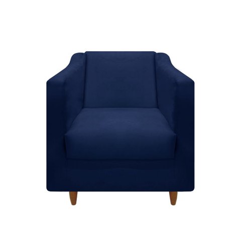 Poltrona Titânio Suede Azul Marinho