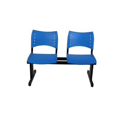 Longarina 2 Lugares para Recepção - Sala de Espera - Igrejas - em Polipropileno Cor Azul