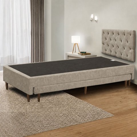 Base Cama Box Solteiro com Cama Auxiliar 0,96 Laura Vilajo: Suede Crush Cappucino