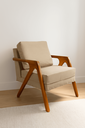 Ver imagem 2 de Kit 2 Poltronas Mona Luxo Madeira Maciça Linho Bege para Sala de Estar Decorativa Moderna