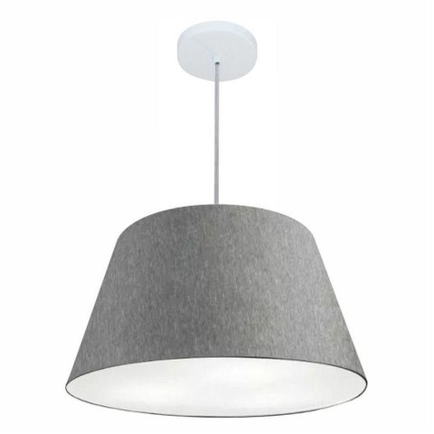 Lustre Pendente Cone Vivare Md-4248 Cúpula em Tecido 30/50x35cm - Bivolt Rustico-cinza 127/220v