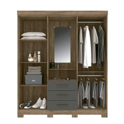 Guarda Roupa 4 Portas 3 Gavetas Caiobá 4.3 Atacama/Grafite - PR Móveis - 3