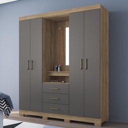 Guarda Roupa 4 Portas 3 Gavetas Caiobá 4.3 Atacama/Grafite - PR Móveis - 2