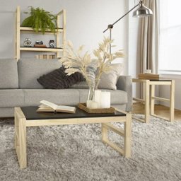 Conjunto Mesa de Centro e Mesa Lateral Madeira Maciça Guará CabeCasa MadeiraMadeira - 1