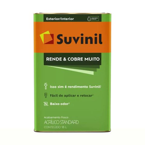 Tinta Acrílica Suvinil Fosco Rende e Cobre Muito Standard 18l