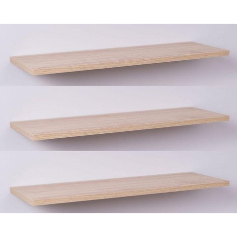 Kit com 3 Prateleiras 40 X 20cm Suporte Invisivel - Cor Carvalho Treviso (madeira Clara)