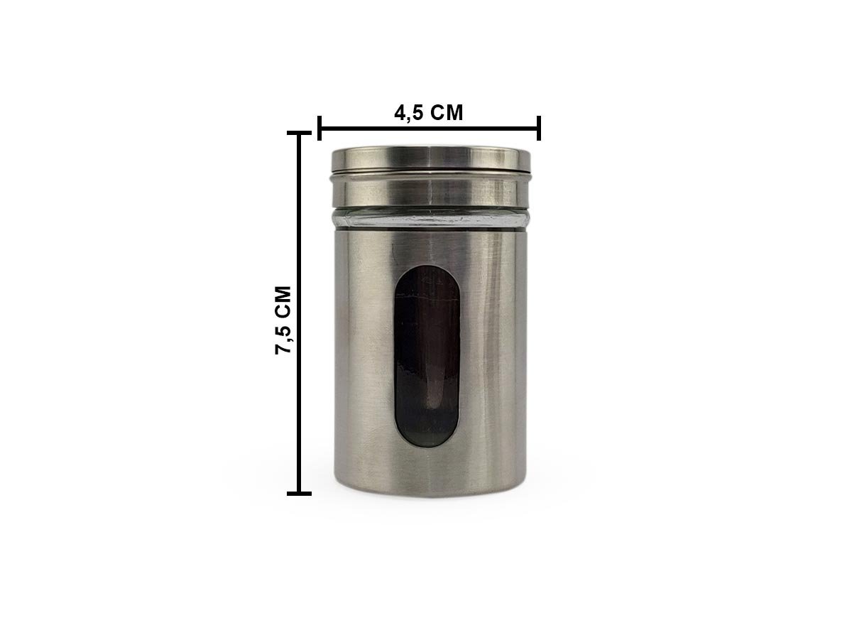 Kit 10 Saleiro Pimenteiro Porta Condimentos Em Vidro e Aço Inox Com Ajuste de Abertura Para Cozinha  - 2