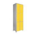 Ver imagem 1 de Armário Roupeiro de Aço Vestiário Academia 6 Portas Amarelo com Chave