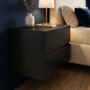Ver imagem 3 de Mesa de Cabeceira Suspensa Eros 60cm Preta 2 Gavetas MDF