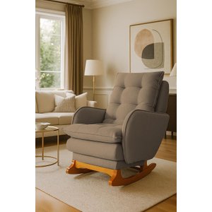 Poltrona Cadeira de Amamentação Balanço e Puff Ternura Capuccino