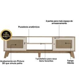 Rack para Tv até 75 Polegadas Charlotte 2 Portas Carvalho/off White - Artely Móveis - 3