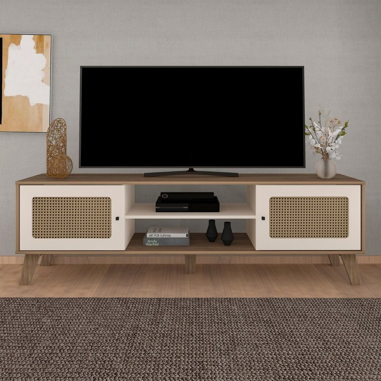 Rack para Tv até 75 Polegadas Charlotte 2 Portas Carvalho/off White - Artely Móveis