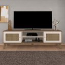 Ver imagem 1 de Rack para Tv até 75 Polegadas Charlotte 2 Portas Carvalho/off White - Artely Móveis