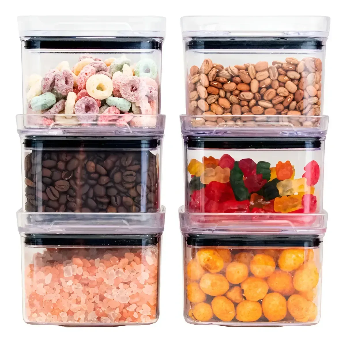 Ver imagem 1 de Kit 6 Potes Hermeticos Pequenos Vedacao Forte Empilhavel Vitahome