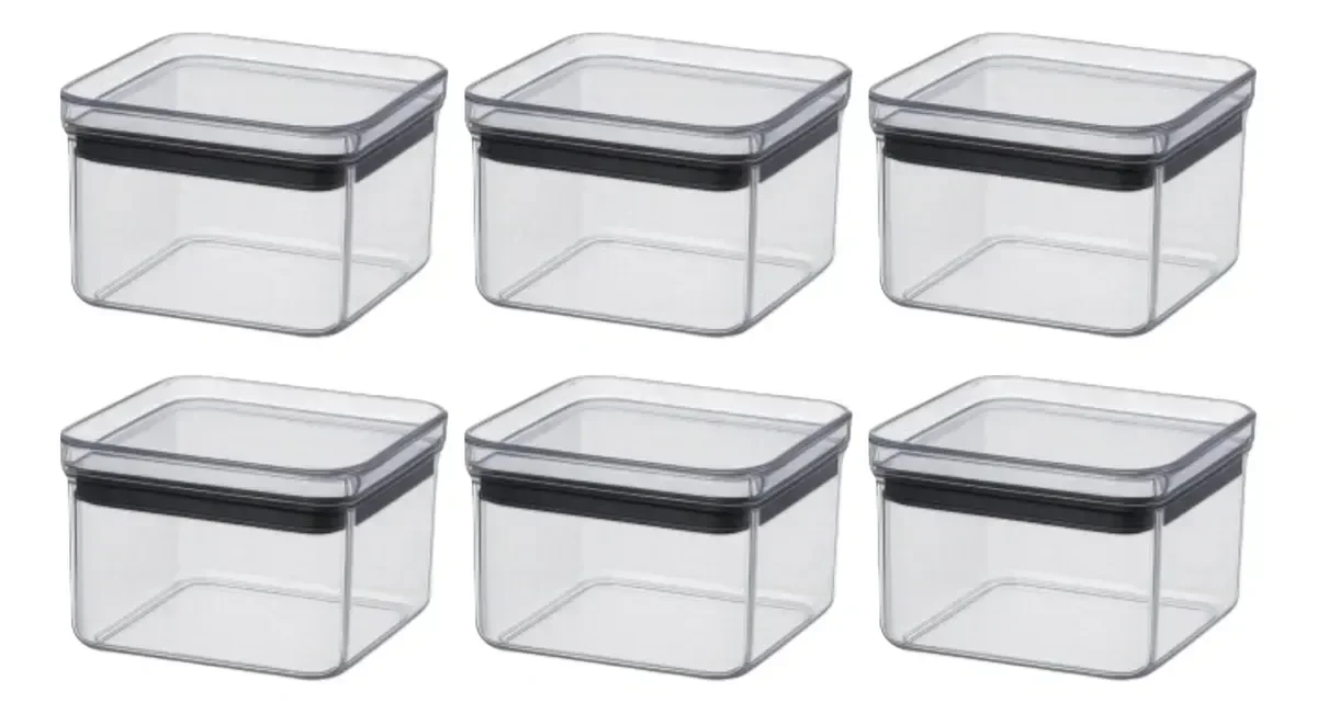 Ver imagem 2 de Kit 6 Potes Hermeticos Pequenos Vedacao Forte Empilhavel Vitahome