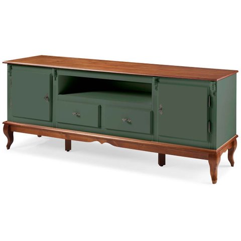 Rack Linz 2 Portas Madeira 2 Gavetas Pés Luis Xv 75 X 195 X 40 Cm (a X L X P)