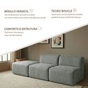 Ver imagem 2 de Sofá Modular Boucle Kit 3 Módulos 2 Meios e Chaise Espuma Premium Sala a Vácuo 2,31m - Cinza