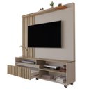Ver imagem 5 de Estante Home Theater Ripado para TV até 65 Polegadas MDF 160x188cm Rodízios Havana