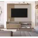 Ver imagem 1 de Estante Home Theater Ripado para TV até 65 Polegadas MDF 160x188cm Rodízios Havana