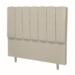 Cabeceira Casal até o Chão com Pés Carla 140cm Bege Veludo - 4
