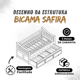 Bicama 3 Gavetas Safira Cor Mel + 2 Colchões Ortobom D28 - 8