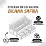 Bicama 3 Gavetas Safira Cor Mel + 2 Colchões Ortobom D28 - 8