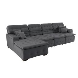 Sofá Orlando 3.45x2.10m com Chaise, Retrátil e Reclinável - Chumbo - 8