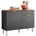 Ver imagem 1 de Balcão de Cozinha Alba 120cm Amêndola Grafito Prime Tx com Tampo - Demóbile