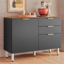 Ver imagem 3 de Balcão de Cozinha Alba 120cm Amêndola Grafito Prime Tx com Tampo - Demóbile