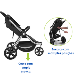 Carrinho Bebe Passeio Travel System Dobrável Reclinável Ajustavel Seguro Infantil Litet Baby - 2