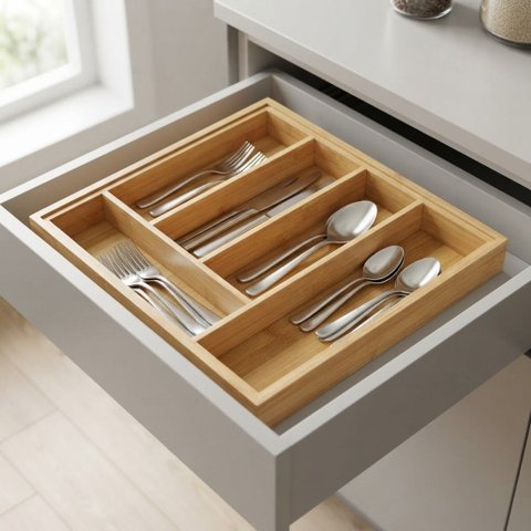 Organizador Talheres Gaveta - Bambu