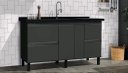 Ver imagem 1 de Gabinete Cozinha Mdf 1,44m Elegance com 5 Pés Pré-montado:preto/grafite