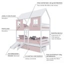 Ver imagem 3 de Beliche Casinha Encantada com 02 Gavetas Kit Escada/ Escorregador Madeira Maciça Rosa/ Branco