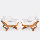 Ver imagem 1 de Kit 2 Poltrona Japão Futon Acquablock Branco Off Madeira Nobre