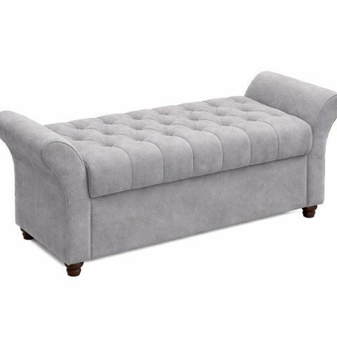 Puff Baú 140cm Charles Boucle Cinza - Sallar Home
