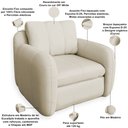Ver imagem 3 de Poltrona Decorativa Orgânica Sala de Estar Living Eliot F04 Couro Off White - Lyam Decor