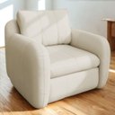 Ver imagem 2 de Poltrona Decorativa Orgânica Sala de Estar Living Eliot F04 Couro Off White - Lyam Decor