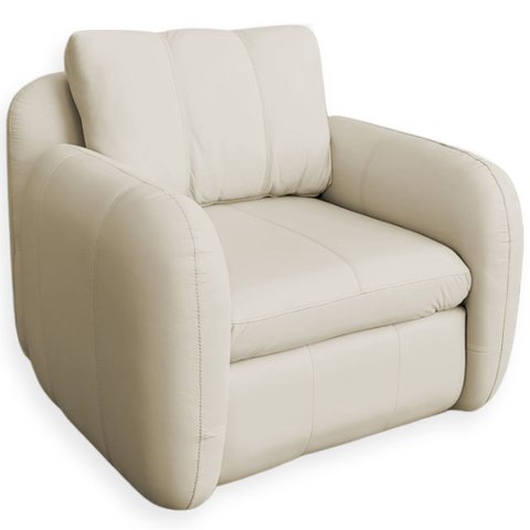 Poltrona Decorativa Orgânica Sala de Estar Living Eliot F04 Couro Off White - Lyam Decor