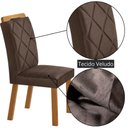 Ver imagem 6 de Mesa de Jantar Yasmin 180 Tampo com Vidro 6 Cadeiras Melissa Veludo Marrom/Nat/Off/Serig. Off