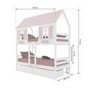 Ver imagem 4 de Beliche Casinha Bela com 2 Gavetas - Madeira Maciça Branco/rosa | Megamobilia