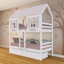 Ver imagem 3 de Beliche Casinha Bela com 2 Gavetas - Madeira Maciça Branco/rosa | Megamobilia